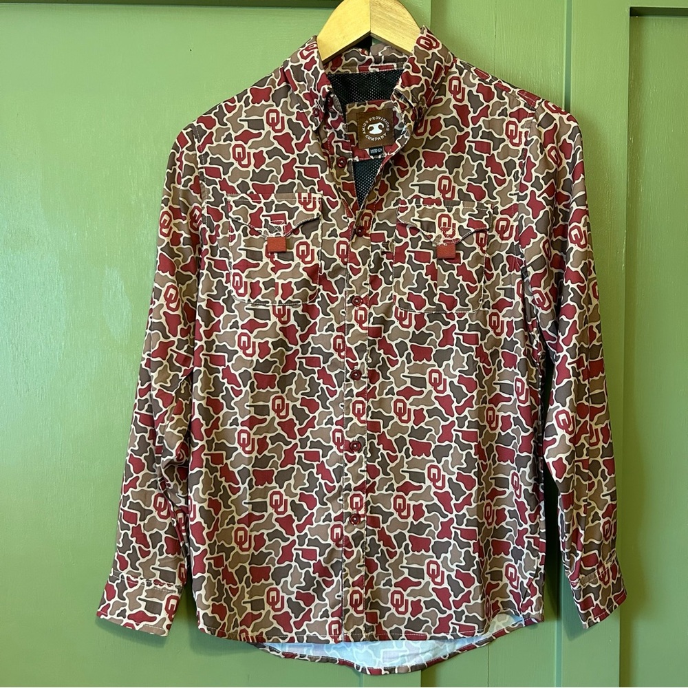 University of Oklahoma Frio Tech Long Sleeve Button Up (youth)